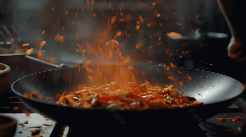 中式炒锅烹饪美食实拍摄影图,高清,摄影图,摄影图片,图片大全,摄影图免费下载